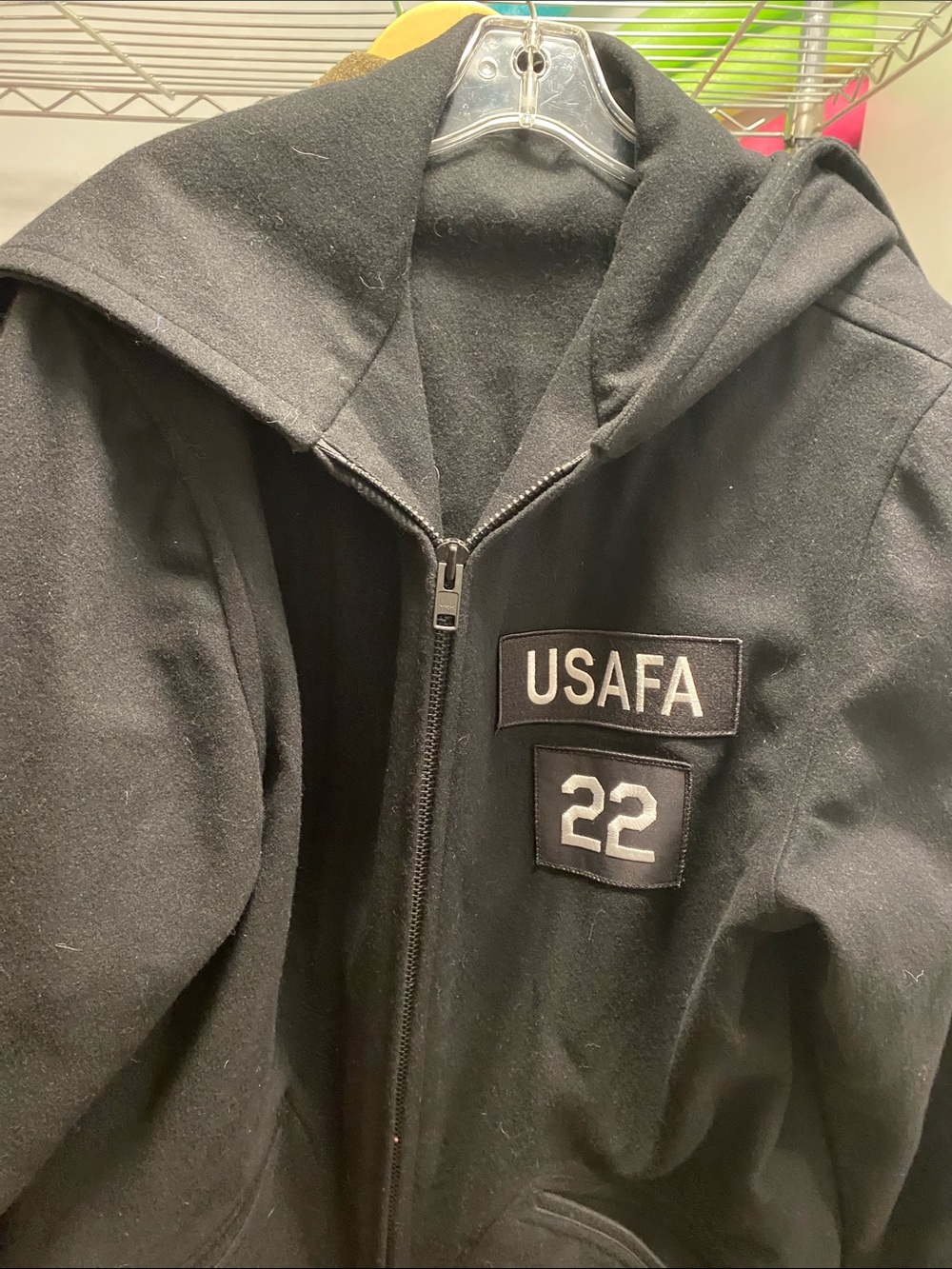 Black USAFA '22 Military-Inspired Zip Hoodie Jacket